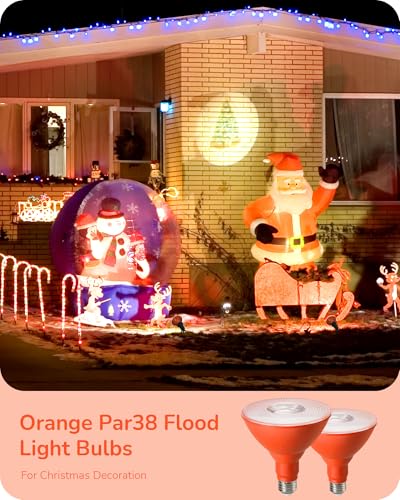 Halloween PAR38 LED Flood Orange Light Bulbs Dimmable 4 Pack (4 Count)