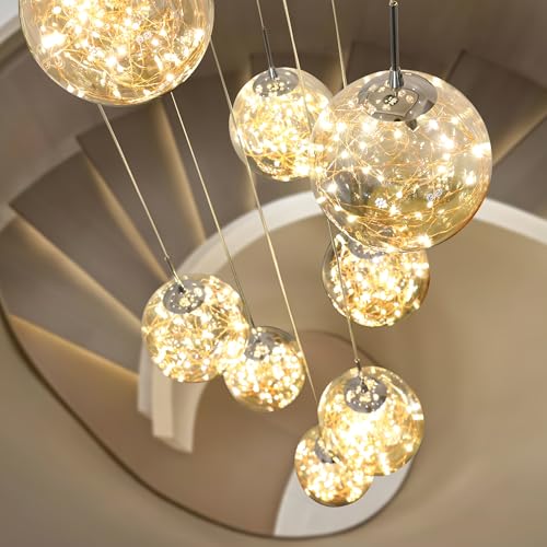15 Light Foyer Chandeliers for High Ceilings LED Staircase Chandelier Large Chandeliers for High Ceilings (127 Count)