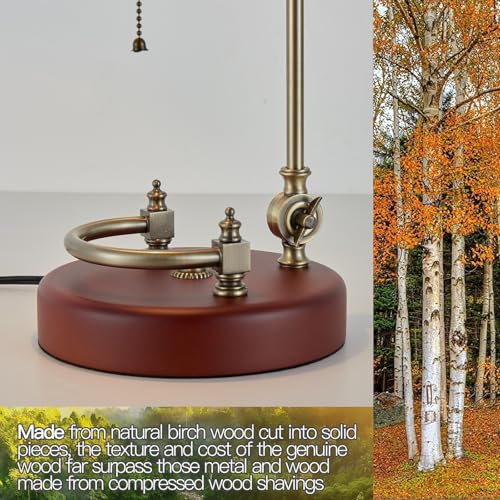 Bankers Lamp Traditional Orange Desk Lamp Solid Wood Pull Chain Switch