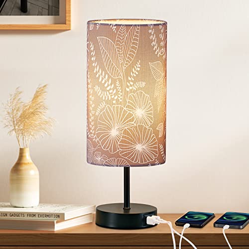 Bedside Table Lamp with 2 USB Ports