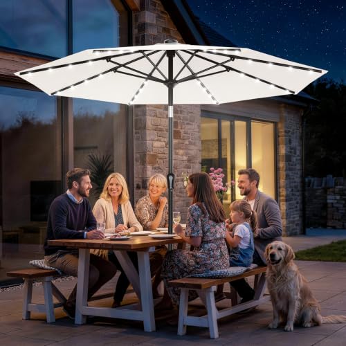 9FT Patio Umbrella with Solar Lights