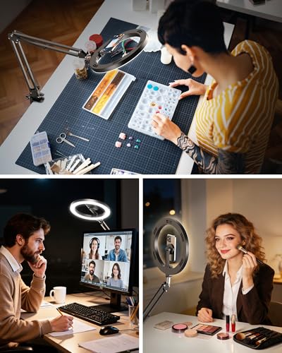 Magnetic Ring Light Overhead Camera Phone Mount for Desk