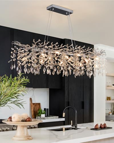 Modern Tree Branch Crystal Chandelier Luxury Silver Crystal Pendant Lighting 47.2" Contemporary 14