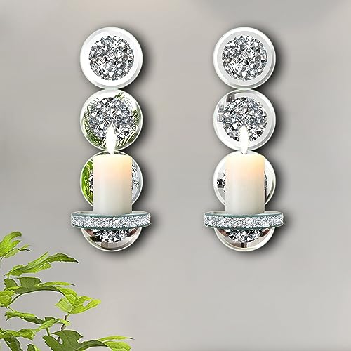 Set of 2 Crystal Crush Diamond Candle Sconces (2 Count)