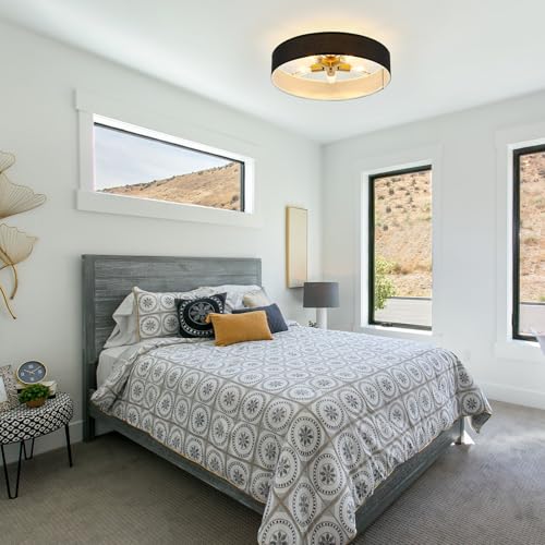 Black and Gold Semi Flush Mount Ceiling Light Fixture