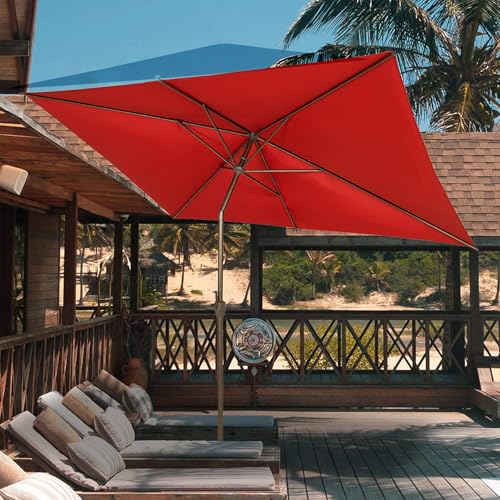 6.5FT Outdoor Patio Umbrella Outdoor Table Umbrella with Crank Market Umbrella 6 Sturdy Ribs UV Protection Waterproof and Push Button Tilt for Garden Deck Backyard Pool