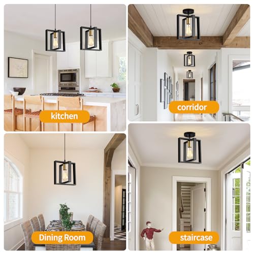 Black Pendant Lights Kitchen Island Set of 2 (2 Count)