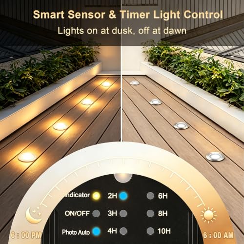 Dimmable LED Deck Lights with Timer and Photocell Sensor (20 Count)