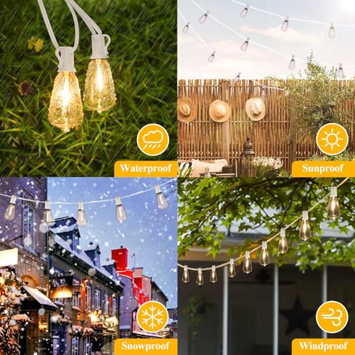 50FT LED String Lights 27 Bulbs Outdoor Waterproof Dimmable
