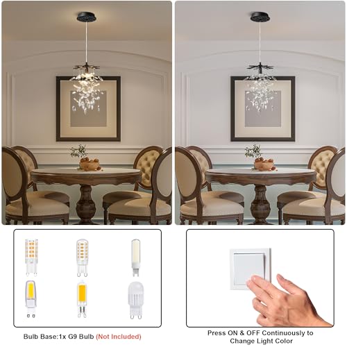 8.3" Black Crystal Pendant Light for Kitchen Island