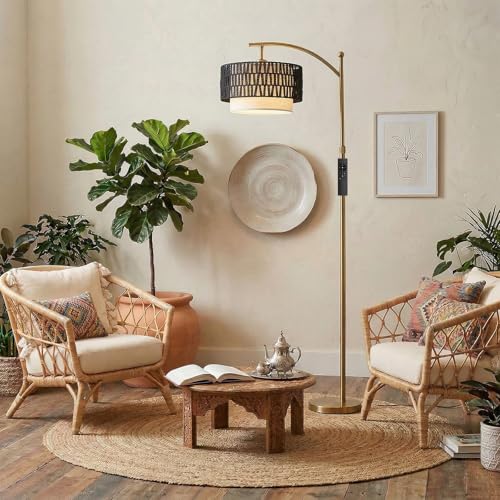 Arc Floor Lamp for Living Room with Remote (Gold RC)