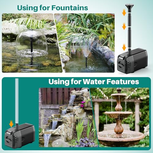 20W Solar Fountain Pump 320 GPH Adjustable Flow for Outdoor Pond