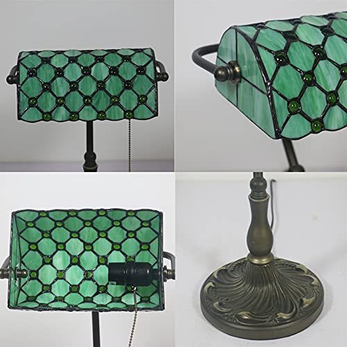 Tiffany Style Bankers Table Lamp Stained Glass Piano Desk Lamp Vintage Bedroom Bedside Lamp for Study