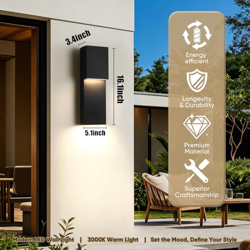 16" Modern Outdoor House Lights Wall Mount