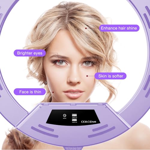 Purple 22" Ring Light for iPad iPhone with 75" Tripod Stand Barber