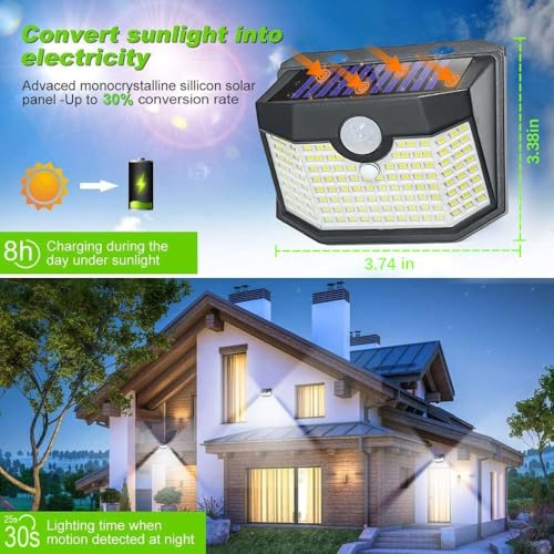 Solar Lights Outdoor 120 LED 3 Lighting Modes (4 Count)