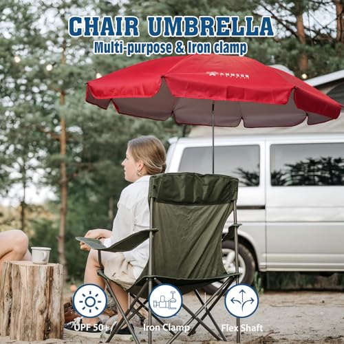 Chair Umbrella with Universal Clamp Adjustable 47 inches and 360° Swivel & UPF 50+ Protection Portable Sun Umbrella