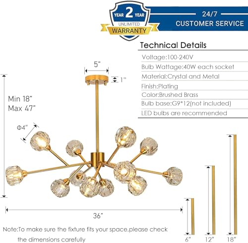 Gold Sputnik Chandeliers for Living Room