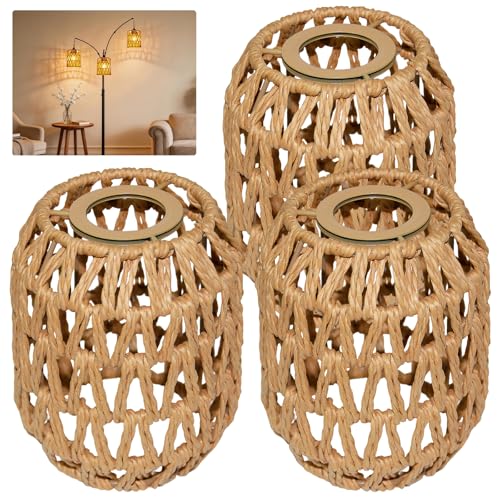 3 Pack Rattan Lamp Shades Boho Hanging Light Lamp Shades
