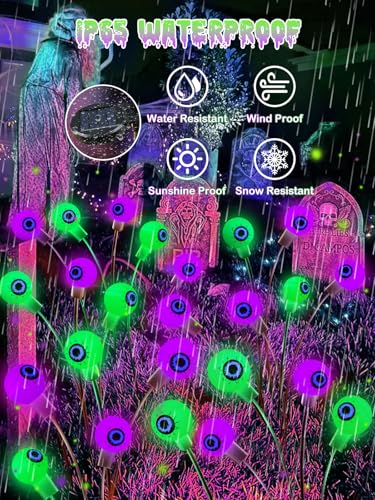 6 Pack Solar Halloween Decorations Outdoor 36 LED Solar Eyeball Lights (6 Count)