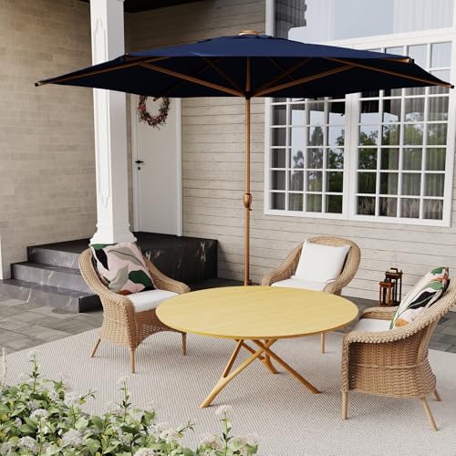 11FT Outdoor Patio Umbrella Outdoor Table Umbrella with Crank Market Umbrella 6 Sturdy Ribs UV Protection Waterproof and Push Button Tilt for Garden Deck Backyard Pool
