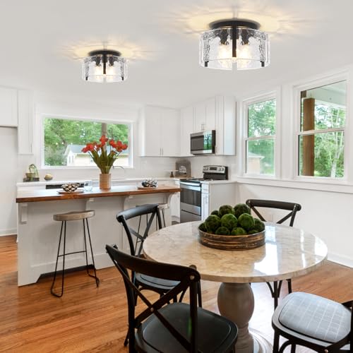 Modern Black Semi Flush Mount Ceiling Light 3 Lights Ceiling Lamp (3 Count)