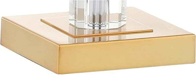JONATHAN Y 28.5" Clear and Brass Gold Crystal Table Lamp Set of 2, Modern Glam Geometric Bedside Lamps for Living Room, White Linen Drum Shade, UL Listed, LED Bulbs Included JYL5001A-SET2