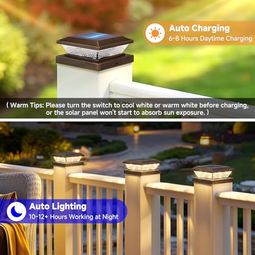 4x4 Solar Post Cap Lights Outdoor 4 Pack (4 Count)
