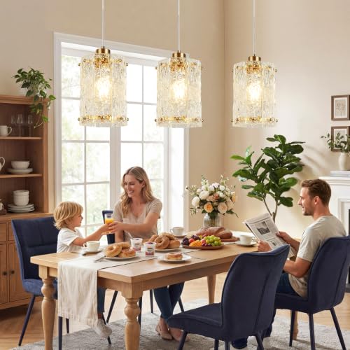 Gold Water Ripple Glass Pendant Lights 3 (3 Count)