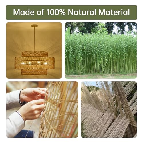 30" Rattan Chandelier for Dining Room
