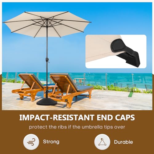 11FT Lyon Outdoor Patio Umbrella Outdoor Table Umbrella with Push Button Tilt and Crank Market Umbrella 8 Sturdy Ribs UV Protection Waterproof for Garden Deck Backyard Pool Beige