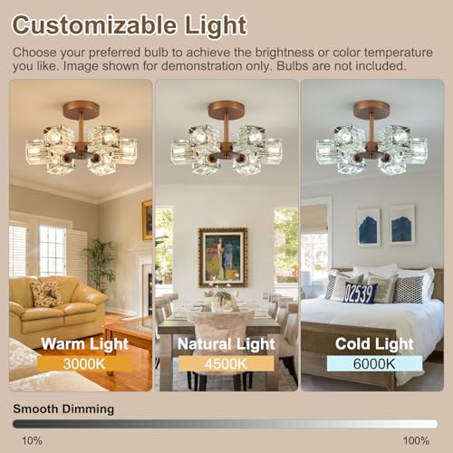 Crystal Antique Semi Flush Ceiling
