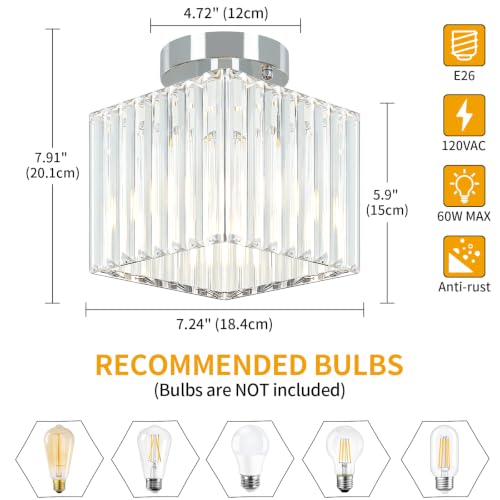 Modern Crystal Ceiling Light Fixture Chrome Hallway Entryway Light Fixtures