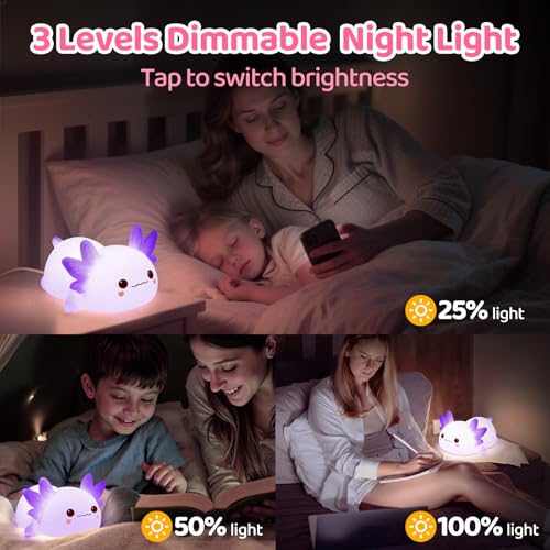 Huggwaii Squishy Axolotl Night Light for Kids