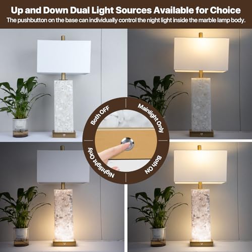 25.6" Alabaster Lamps (2 Count)
