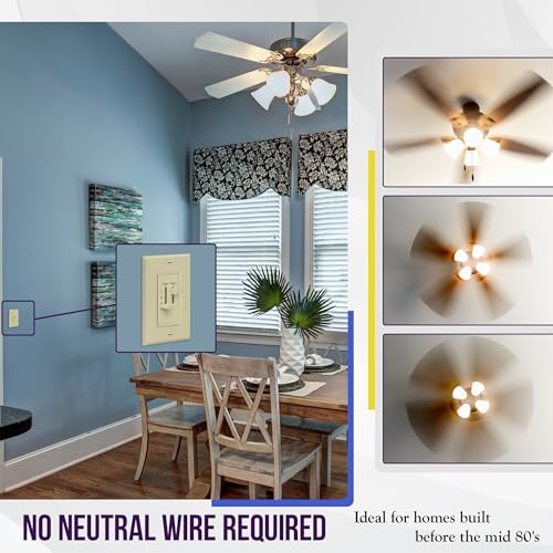 3 Speed Ceiling Fan Control and LED Dimmer Light Switch
