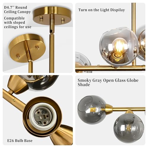 Gold Linear Chandelier 59 Inch Extra Large Sputnik Pendant Light