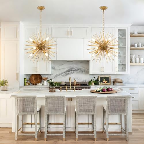20in 9 Lights Gold Sputnik Chandelier Modern Mid