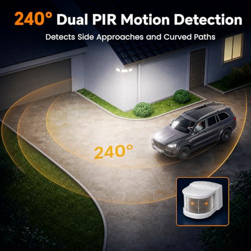 LED Security Light 240° Dual PIR 100 FT Motion Sensor Outdoor