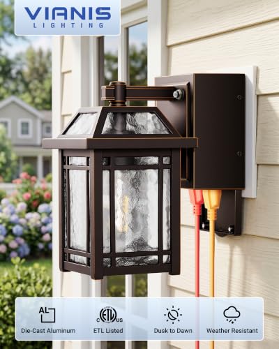 Bronze Dusk to Dawn Porch Lights with GFCI Outlet (Oil-Rubbed Bronze / D2D 1-Pack)