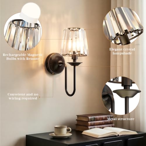 Black Battery Operated Wall Sconces Set of Two