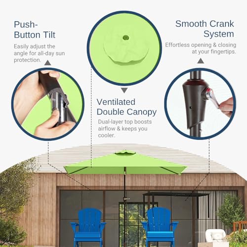 6.5' x 10' Rectangular Patio Umbrella Large Outdoor Market Umbrella w