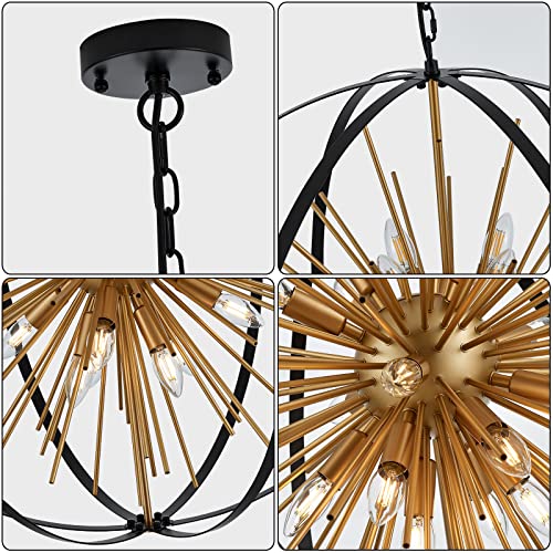 31.5" Black Gold Large Globe Sputnik Chandelier