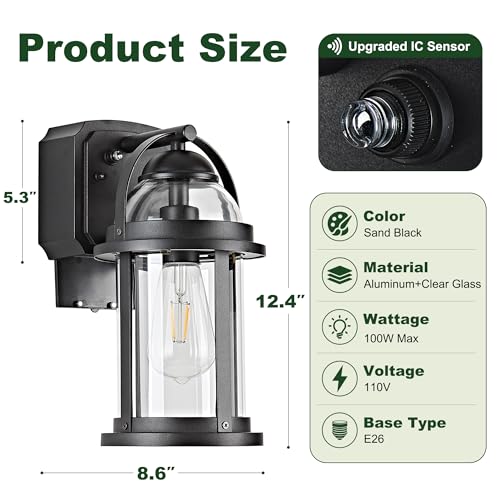 Dusk to Dawn Outdoor Wall Lights with GFCI Outlet