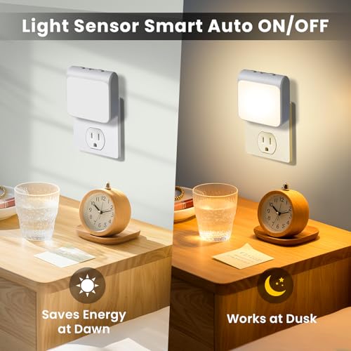 6 Pack Dimmable LED Night Lights Plug into Wall with Dusk to Dawn Sensor (6 Count)