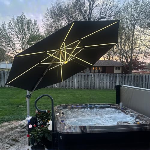 Cantilever Umbrella 12ft Solar LED Light Double Top (12 Feet)