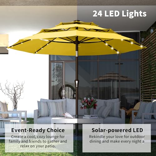 9ft 3 Tier Patio Umbrella with Solar Lights