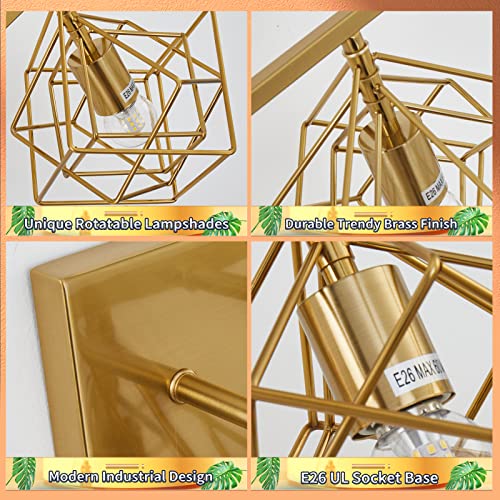Bathroom Vanity Light with 3 Bulbs Bathroom Light Fixtures Over Mirror with 3 Rotatable Cube Shades Modern Wall Mounted Brushed Brass Gold