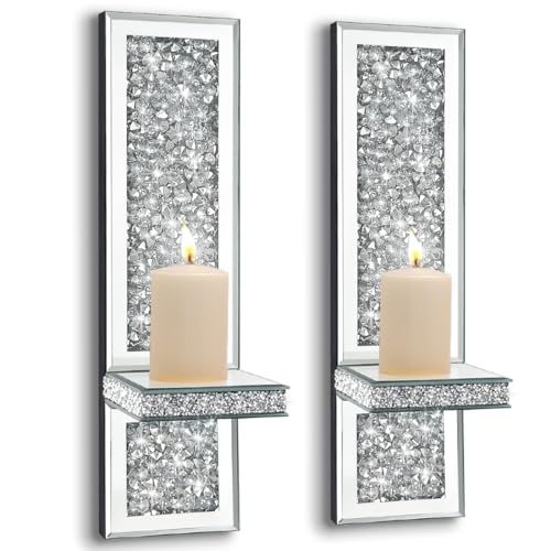 Crystal Crush Diamond Wall Candle Holder Set of 2 (2 Count)