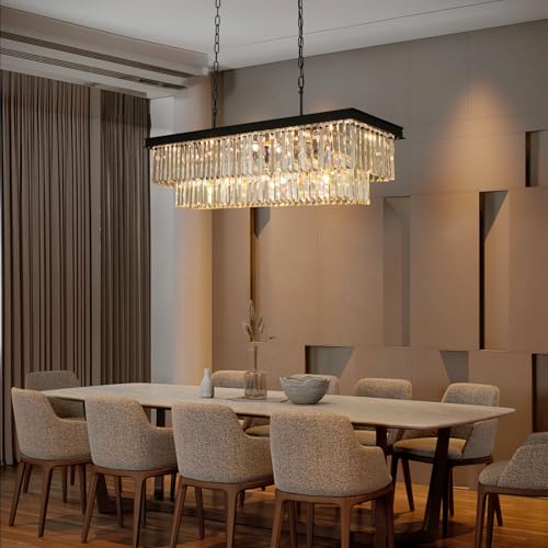 Black Crystal Chandeliers for Dining Room